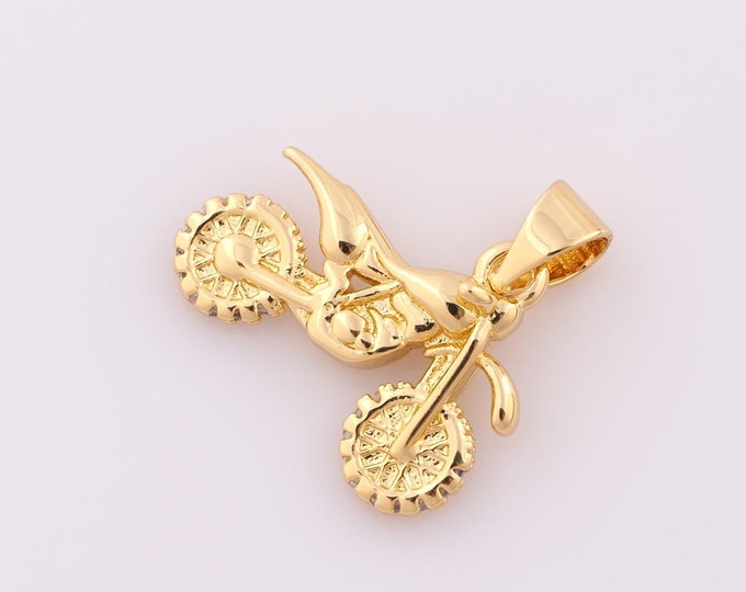 1 pcs Gold Motorcycle Pendant,18K Gold Filled Motorcycle Charm,Motorcycle Charm DIY Bracelet Necklace Jewelry Making Findings Supply