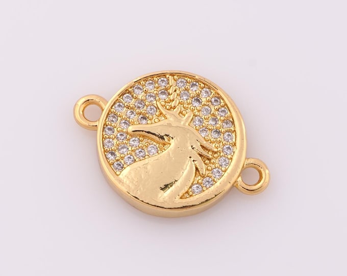 1 pcs Gold CZ Pegasus Connector,18K Gold Filled Pegasus Connector,DIY Bracelet Necklace Jewelry Making Findings Supply