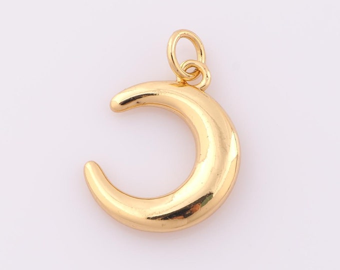 1 pcs Gold Crescent Moon Pendant,18K Gold Filled Moon Charm,Crescent Moon Charm DIY Bracelet Necklace Jewelry Making Findings Supply