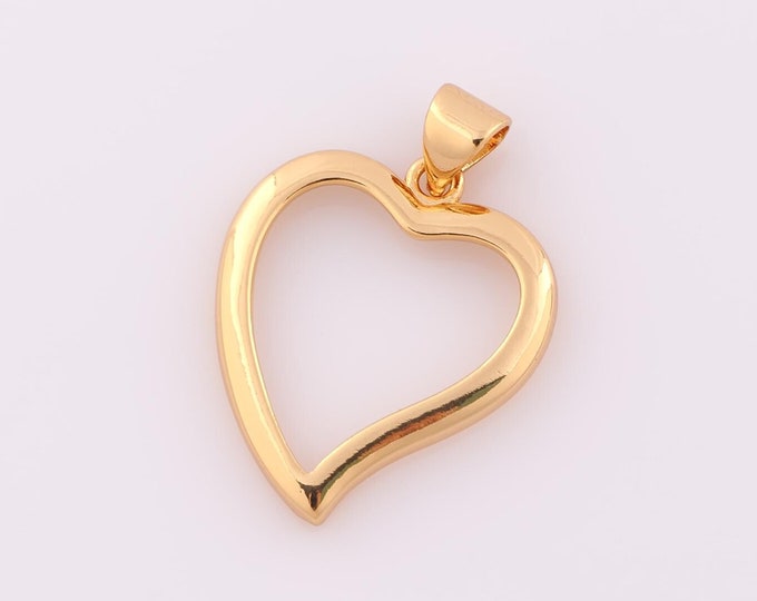 1 pcs Gold Heart Pendant,18K Gold Filled Heart Charm,Heart Charm DIY Bracelet Necklace Jewelry Making Findings Supply