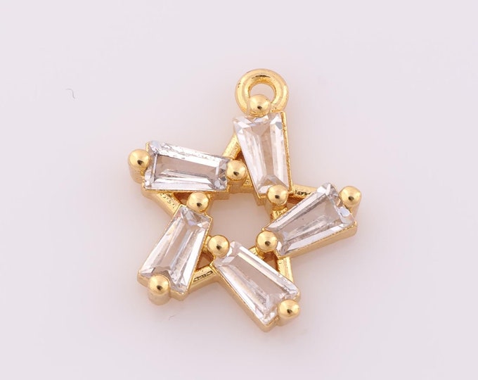 1 pcs Gold CZ Star Pendant,18K Gold Filled Star Charm,Star Charm DIY Bracelet Necklace Jewelry Making Findings Supply