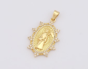 1 pcs Santa Muerte Pendant,18K Gold Filled CZ Santa Muerte Charm,Santa Muerte Charm DIY Bracelet Necklace Jewelry Making Findings Supply