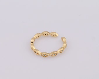 1 pcs Dainty Gold Thin Gold Rings,18K Gold Filled CZ Evil Eye Rings,Open Rings,Gift for Her