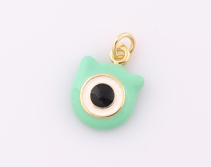 1 pcs Gold Evil Eye Pendant,18K Gold Filled Devil Eye Charm,Cartoon Character Charm DIY Bracelet Necklace Jewelry Making Findings Supply