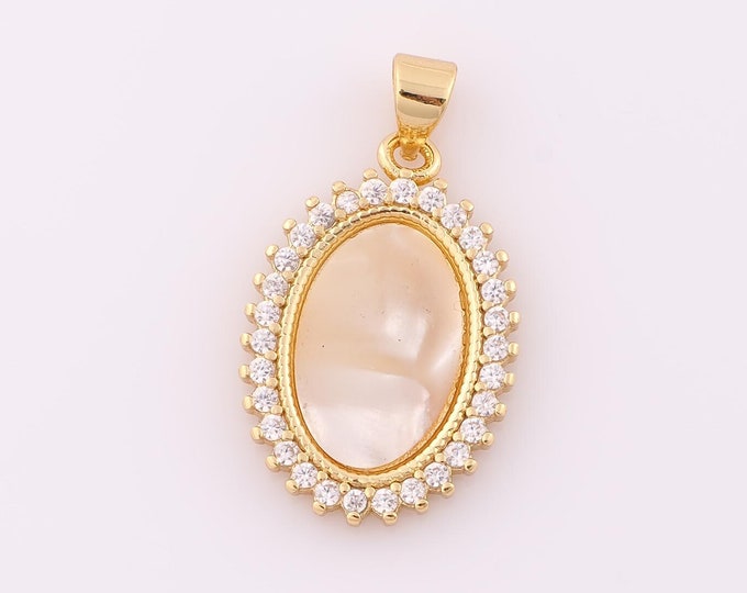 1 pcs Gold CZ Round Pendant,18K Gold Filled Round Charm,Round Charm DIY Bracelet Necklace Jewelry Making Findings Supply