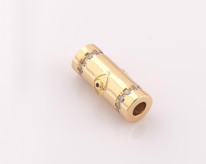 1 pcs 18K Gold Filled Round Tube Spacer Beads,Evil Eye Beads,Devil Eye Beads for DIY Jewelry Making Findings Supply