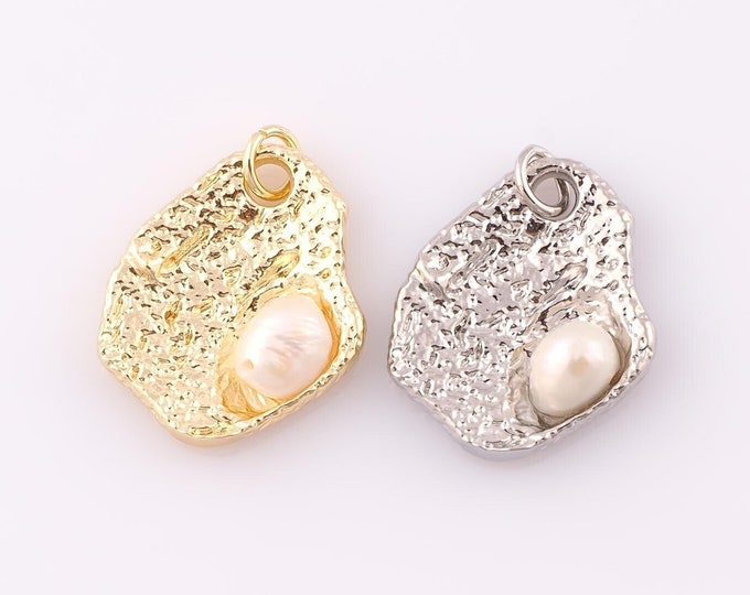 1 pcs Gold Shell Pendant,18K Gold Filled Pearl Charm,Shell Charm DIY Bracelet Necklace Jewelry Making Findings Supply