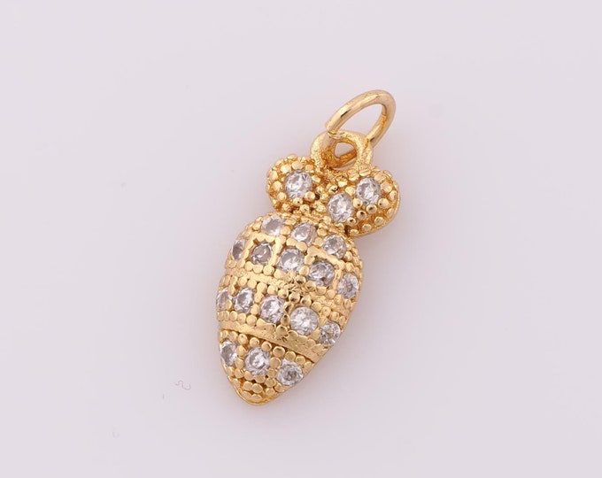 1 pcs Gold CZ Pineapple Pendant,18K Gold Filled Pineapple Charm,Pineapple Charm DIY Bracelet Necklace Jewelry Making Findings Supply