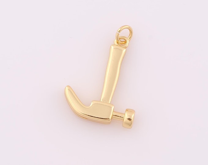 1 pcs Gold Hammer Pendant,18K Gold Filled Hammer Charm,Hammer Charm DIY Bracelet Necklace Jewelry Making Findings Supply