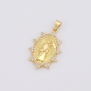 1 colgante de Santa Muerte, chapado en oro de 18 quilates con circonita cúbica, ideal para hacer pulseras, collares y joyas.