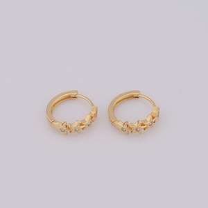 1 pair Gold CZ Star Earrings,18K Gold Filled Star Earrings,Star Earrings,Hypoallergenic Huggie Hoop,Gift for Her
