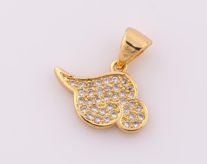 1 pcs Gold CZ Cloud Pendant,18K Gold Filled Cloud Charm,Cloud Charm DIY Bracelet Necklace Jewelry Making Findings Supply