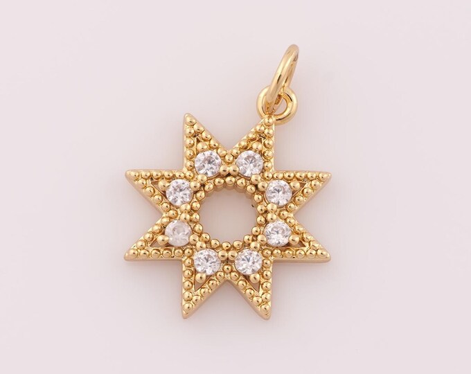1 pcs Gold CZ Star Pendant,18K Gold Filled Star Charm,Star Charm DIY Bracelet Necklace Jewelry Making Findings Supply