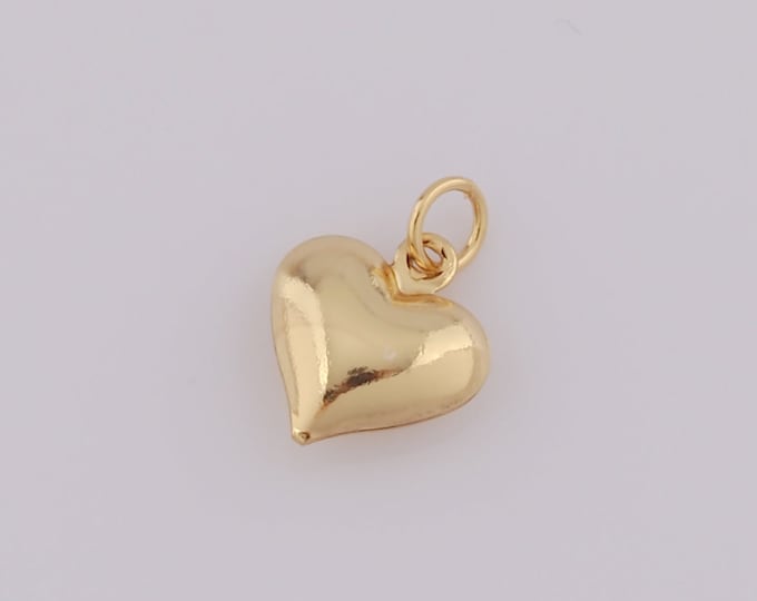 1 pcs Gold Puffed Heart Pendant,18K Gold Filled Heart Charm,Heart Charm DIY Bracelet Necklace Jewelry Making Findings Supply
