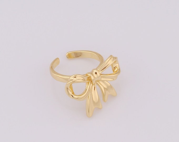 1 pcs Dainty Bow Rings,18K Gold Filled Open Rings,Thin Gold Rings,Gift for Her
