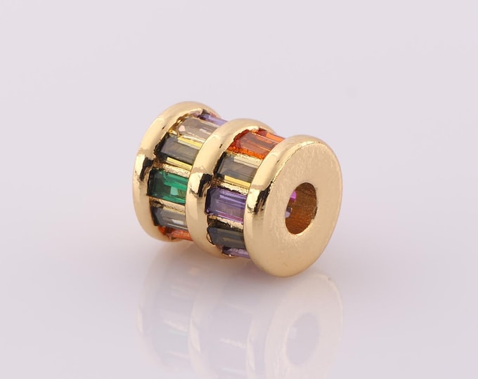 1 pcs 18K Gold Filled Tube Spacer Beads,Wide Beads,Round Beads for DIY Jewelry Making Findings Supply