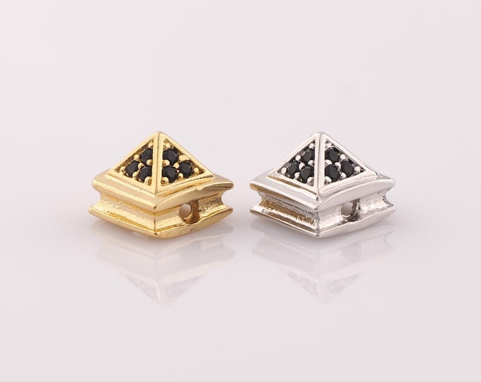 1 pcs 18K Gold Filled CZ Pyramid Spacer Beads,Pyramid Beads,Pyramid Beads for DIY Jewelry Making Findings Supply