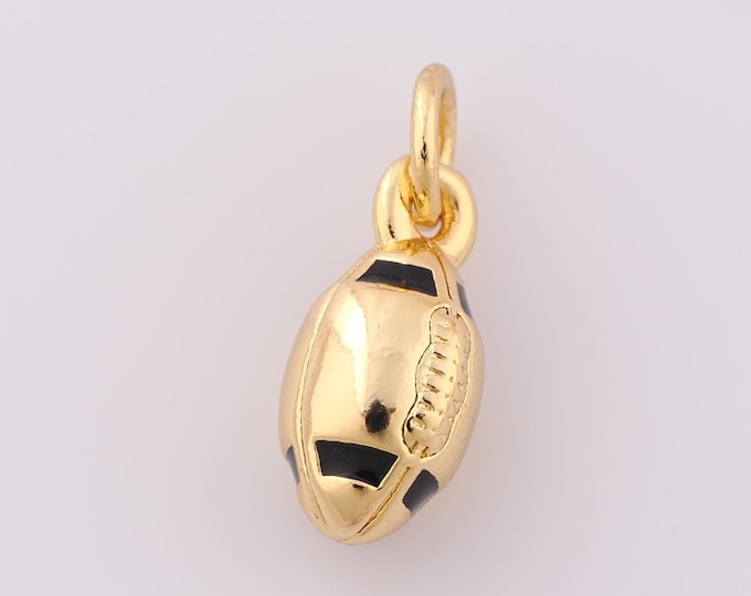 1 pcs Gold Enamel Rugby Pendant,18K Gold Filled Rugby Charm,Rugby Charm DIY Bracelet Necklace Jewelry Making Findings Supply
