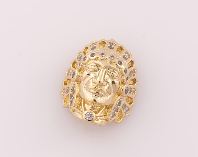 1 pcs 18K Gold Filled Egyptian Pharaoh Spacer Beads,Character Beads,Round Beads for DIY Jewelry Making Findings Supply