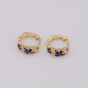 1 pair Gold CZ Hoop Earrings,18K Gold Filled Huggie Hoop Earrings,Hoop Earrings,Hypoallergenic Huggie Hoop,Gift for Her