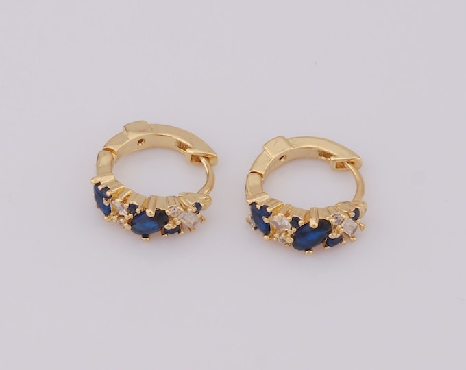 1 pair Gold CZ Hoop Earrings,18K Gold Filled Huggie Hoop Earrings,Hoop Earrings,Hypoallergenic Huggie Hoop,Gift for Her