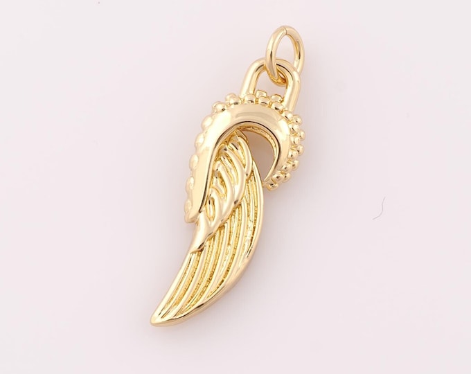 1 pcs Gold Wing Pendant,18K Gold Filled Wing Charm,Wing Charm DIY Bracelet Necklace Jewelry Making Findings Supply