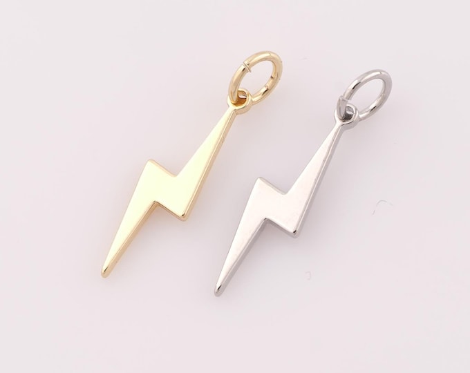 1 pcs Gold Lightning Pendant,18K Gold Filled Lightning Charm,Lightning Charm DIY Bracelet Necklace Jewelry Making Findings Supply