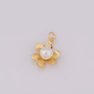 1 Stück Gold Blume Anhänger, 18K Gold gefüllt CZ Perle Charme, Blumen Charme DIY Armband-Halskette Schmuck machen Erkenntnisse Versorgung