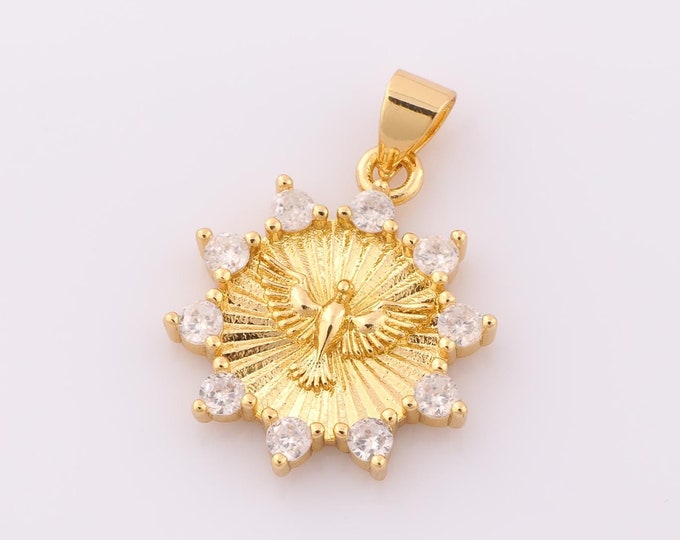 1 pcs Gold CZ Bird Pendant,18K Gold Filled Bird Charm,Bird Charm DIY Bracelet Necklace Jewelry Making Findings Supply