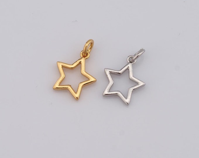 1 pcs Gold Star Pendant,18K Gold Filled Star Charm,Star Charm DIY Bracelet Necklace Jewelry Making Findings Supply