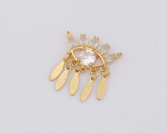 1 pcs Gold Evil Eye Pendant,18K Gold Filled CZ Devil Eye Charm,Eye Charm DIY Bracelet Necklace Jewelry Making Findings Supply