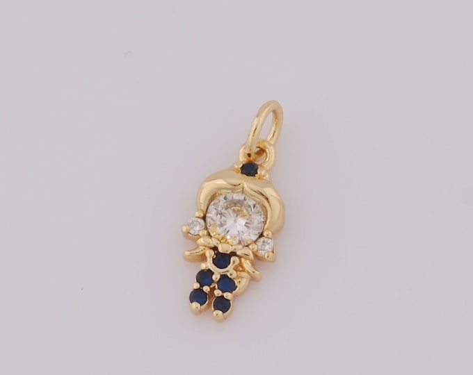 1 pcs Gold Character Pendant,18K Gold Filled CZ Character Charm,Character Charm DIY Bracelet Necklace Jewelry Making Findings Supply