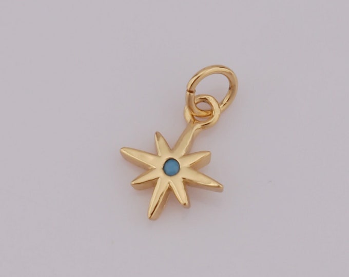 1 pcs Gold Polaris Pendant,18K Gold Filled North Star Charm,Starburst Charm DIY Bracelet Necklace Jewelry Making Findings Supply