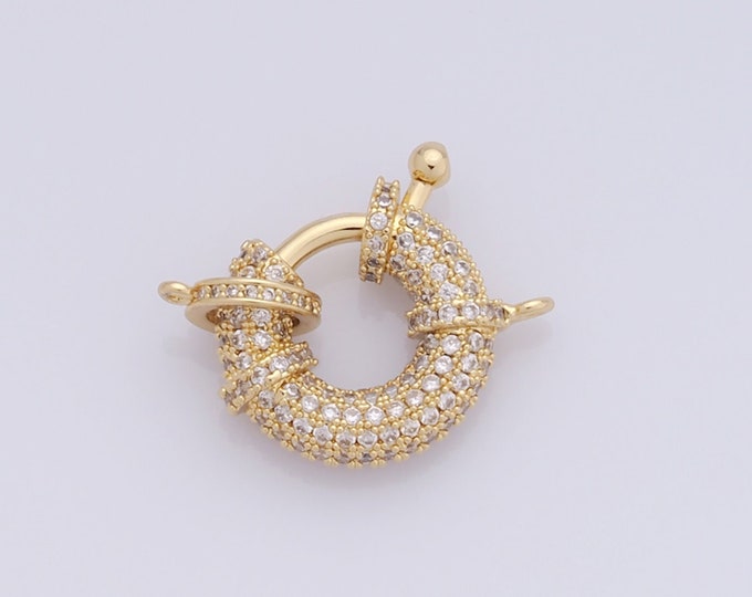 1 pcs 18K Gold  Filled Round Spring Clasp,Sailor Clasp,Spring Clasp for DIY Bracelet Necklace Jewelry Making Findings Supply