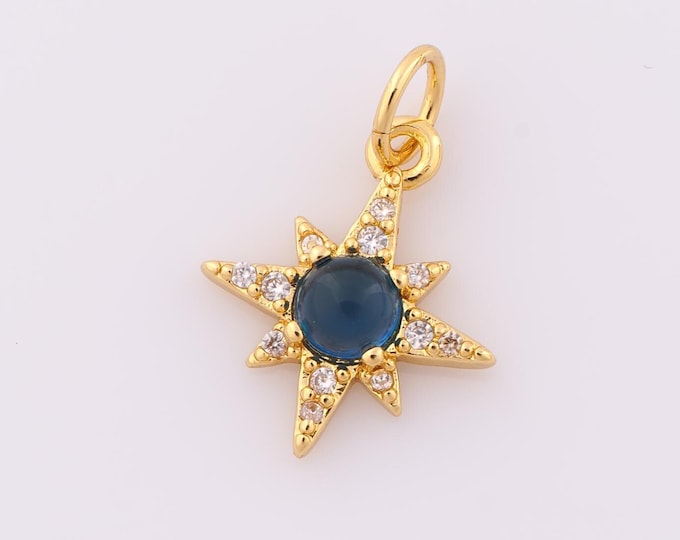1 pcs Gold CZ Polaris Pendant,18K Gold Filled North Star Charm,Polaris Charm DIY Bracelet Necklace Jewelry Making Findings Supply