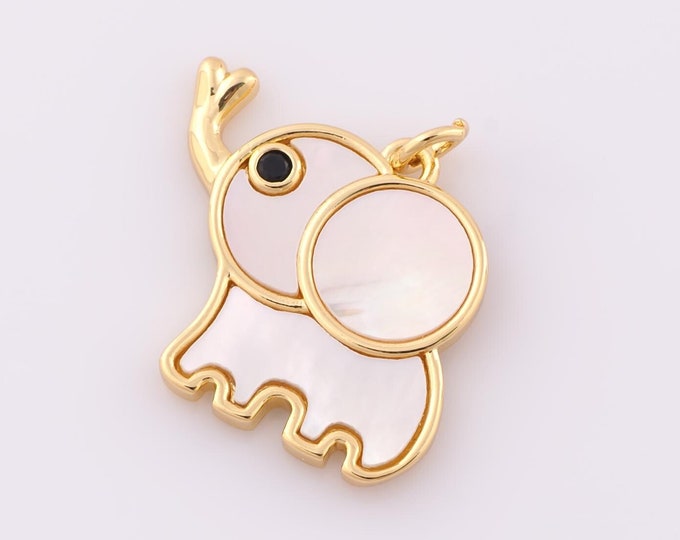 1 pcs Gold Fritillary Elephant Pendant,18K Gold Filled Elephant Charm,Elephant Charm DIY Bracelet Necklace Jewelry Making Findings Supply