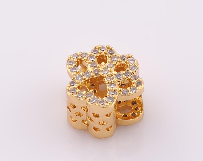 1 pcs 18K Gold Filled Animal Footprint Spacer Beads,Large Hole Beads,Animal Footprint Beads for DIY Jewelry Making Findings Supply