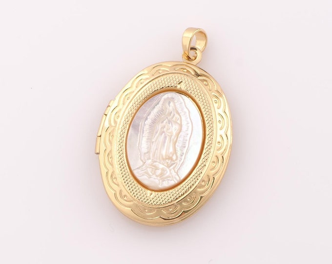 1 pcs Gold Virgin Mary Pendant,18K Gold Filled Photo Frame Charm,Religion Charm DIY Bracelet Necklace Jewelry Making Findings Supply