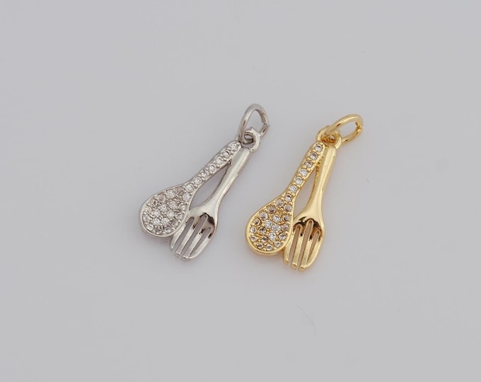 1 pcs Gold CZ Tableware Pendant,18K Gold Filled Tableware Charm,Tableware Charm DIY Bracelet Necklace Jewelry Making Findings Supply