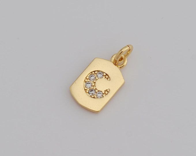 1 pcs Gold CZ Moon Pendant,18K Gold Filled Moon Charm,Moon Charm DIY Bracelet Necklace Jewelry Making Findings Supply