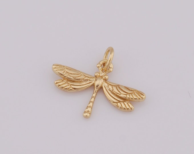 1 pcs Gold Dragonfly Pendant,18K Gold Filled Dragonfly Charm,Dragonfly Charm DIY Bracelet Necklace Jewelry Making Findings Supply