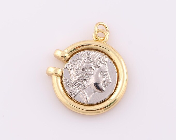 1 pcs Gold Character Pendant,18K Gold Filled Portrait Charm,Embossed Charm DIY Bracelet Necklace Jewelry Making Findings Supply