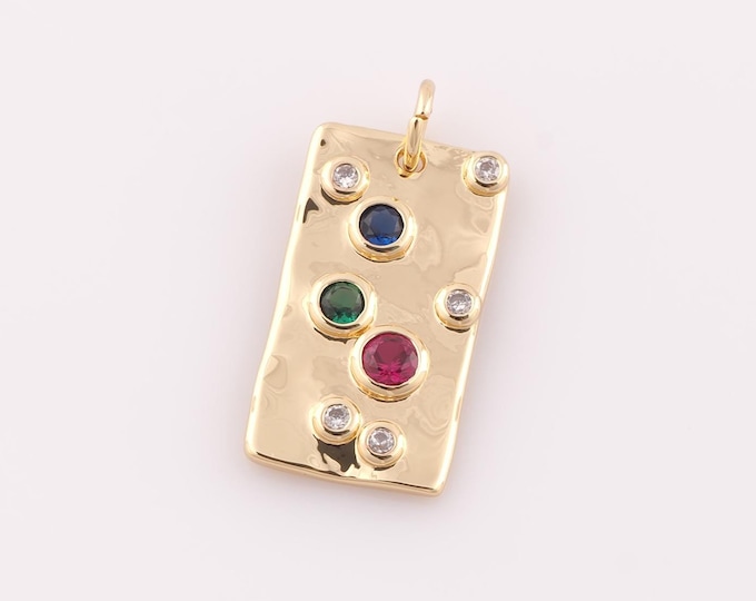 1 pcs Gold CZ Square Pendant,18K Gold Filled Square Charm,Square Charm DIY Bracelet Necklace Jewelry Making Findings Supply