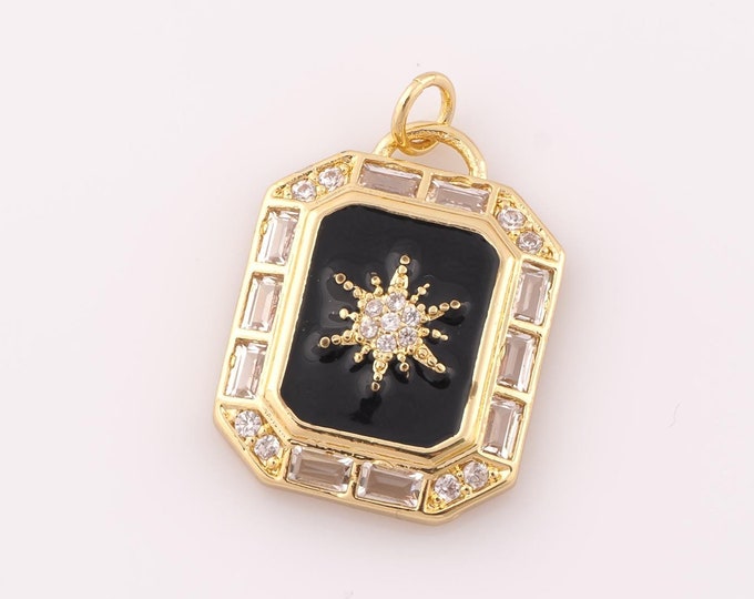 1 pcs Gold CZ North Star Pendant,18K Gold Filled Polaris Charm,North Star Charm DIY Bracelet Necklace Jewelry Making Findings Supply