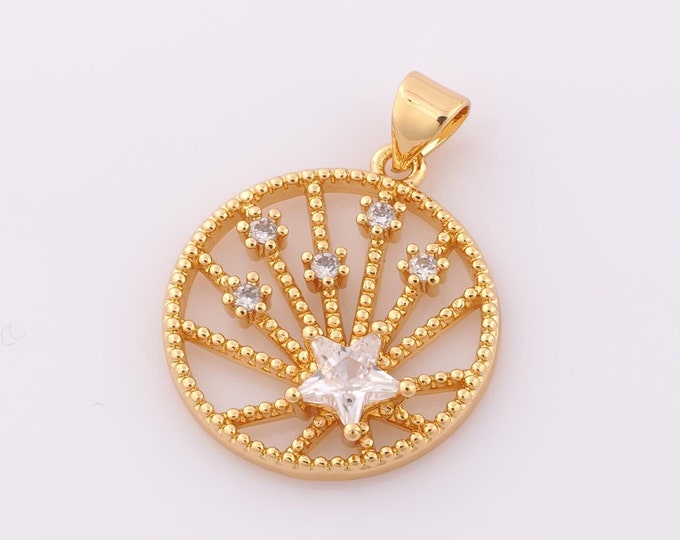 1 pcs Gold CZ Star Pendant,18K Gold Filled Star Charm,Star Charm DIY Bracelet Necklace Jewelry Making Findings Supply