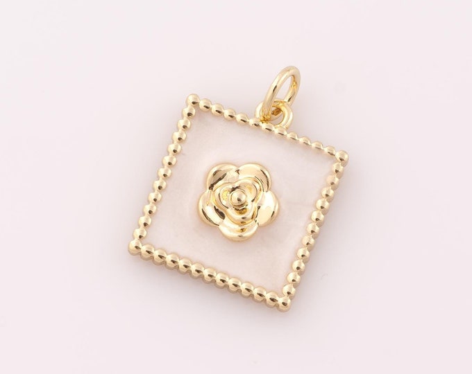 1 pcs Gold Flower Pendant,18K Gold Filled Flower Charm,Flower Charm DIY Bracelet Necklace Jewelry Making Findings Supply