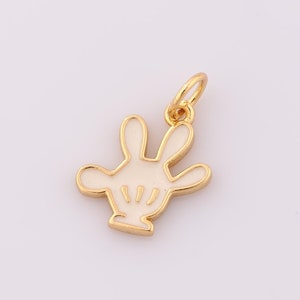1 pcs Gold Enamel Glove Pendant,18K Gold Filled Glove Charm,Glove Charm DIY Bracelet Necklace Jewelry Making Findings Supply