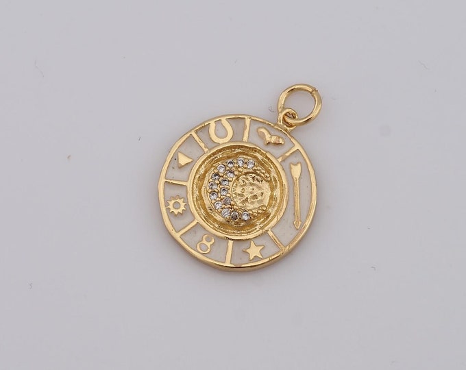 1 pcs Gold CZ Astrolabe Pendant,18K Gold Filled Astrolabe Charm,Astrolabe Charm DIY Bracelet Necklace Jewelry Making Findings Supply