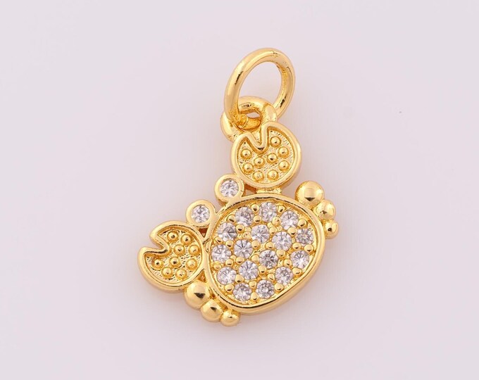 1 pcs Gold CZ Crab Pendant,18K Gold Filled Crab Charm,Crab Charm DIY Bracelet Necklace Jewelry Making Findings Supply
