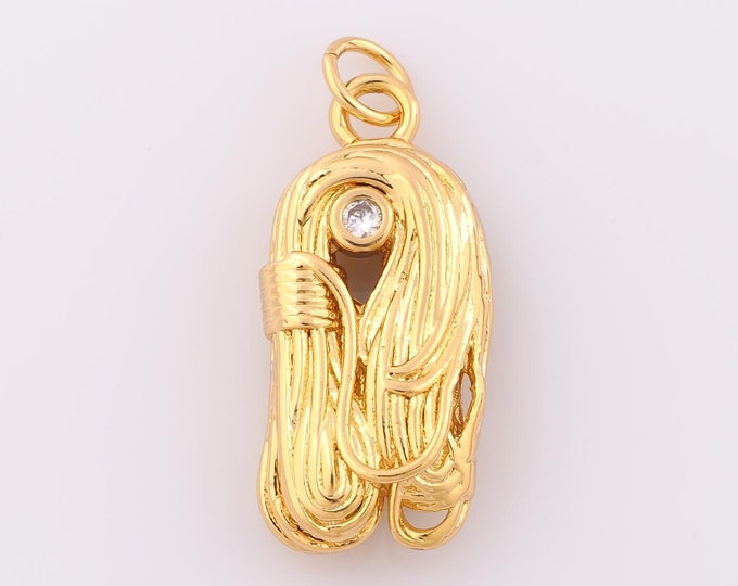 1 pcs Gold CZ Rope Pendant,18K Gold Filled Rope Charm,Rope Charm DIY Bracelet Necklace Jewelry Making Findings Supply
